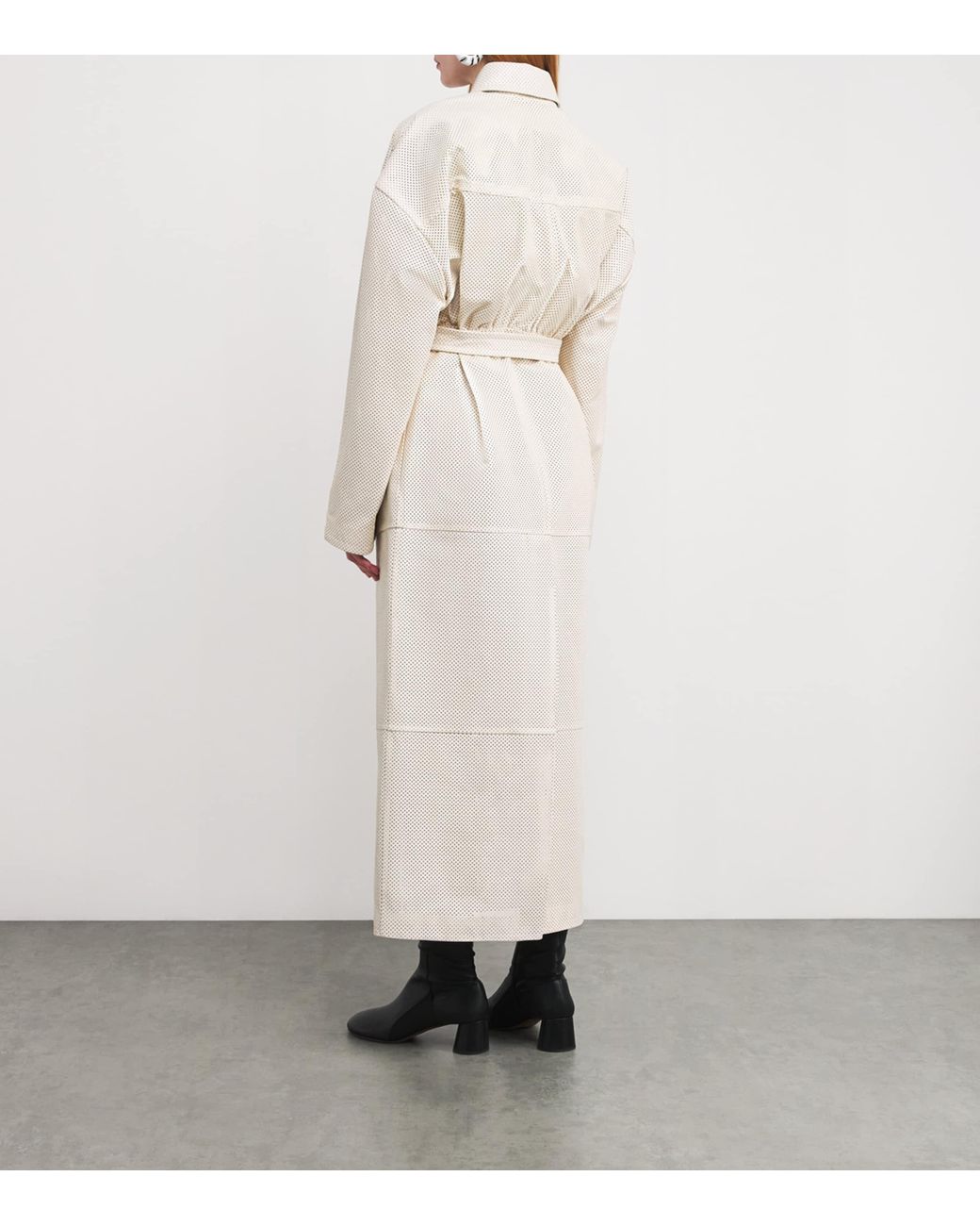 Sportmax Leather Antiope Trench Coat in White | Lyst
