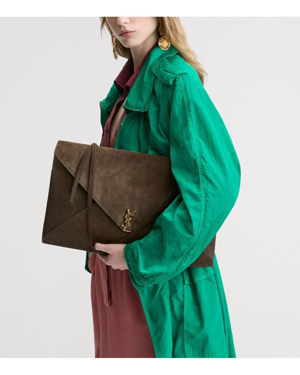 Saint Laurent Brown Large Suede Simone Shoulder Bag