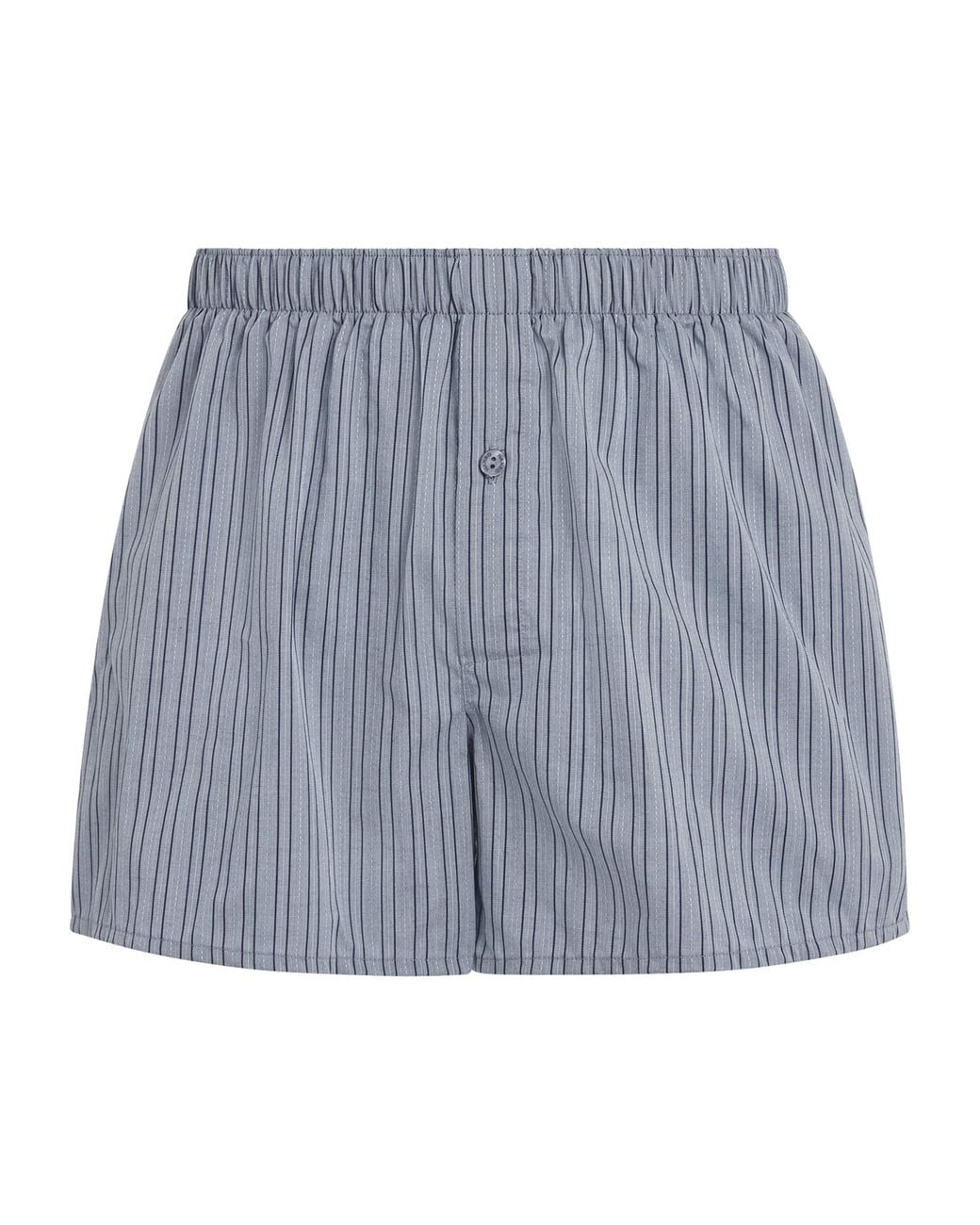 Hanro Blue Cotton Fancy Woven Boxer Shorts for men