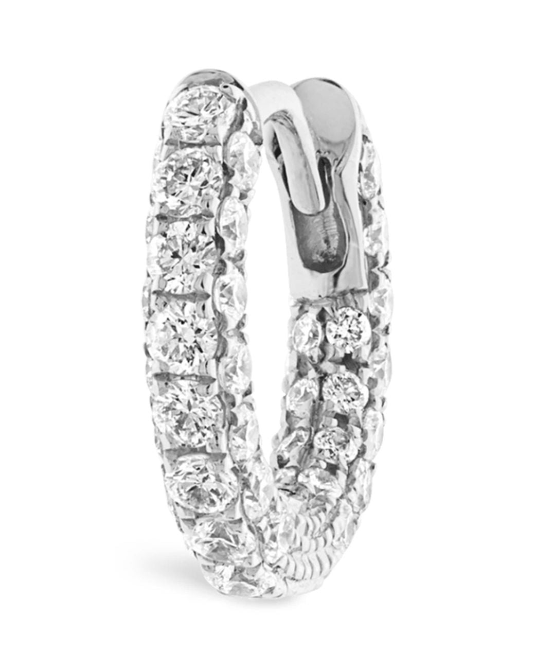 Maria Tash White Diamond Five Row Pavé Single Hoop Earring