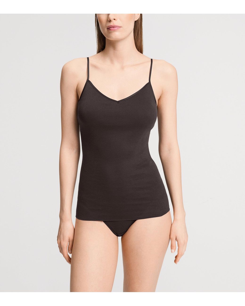 Hanro Brown Cotton Seamless Camisole