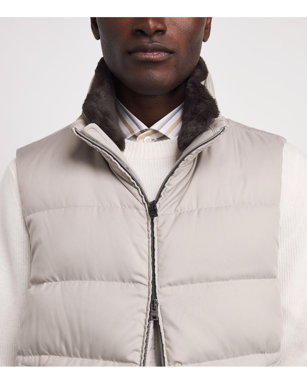 Herno Gray Down Quilted Gilet for men