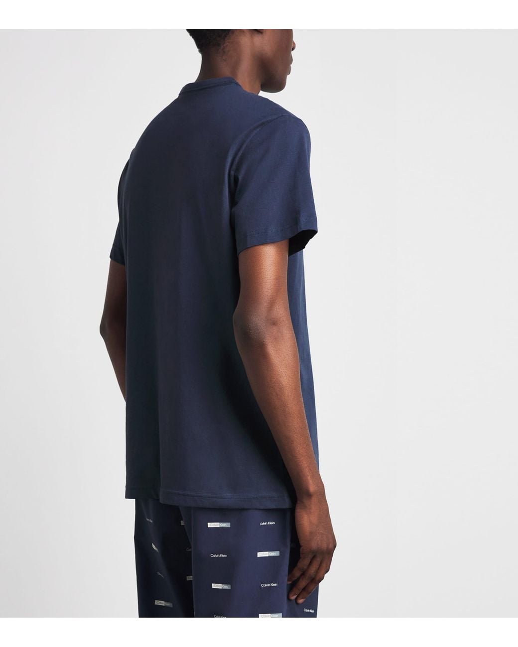 Calvin Klein Blue Cotton Logo Pyjama Top for men