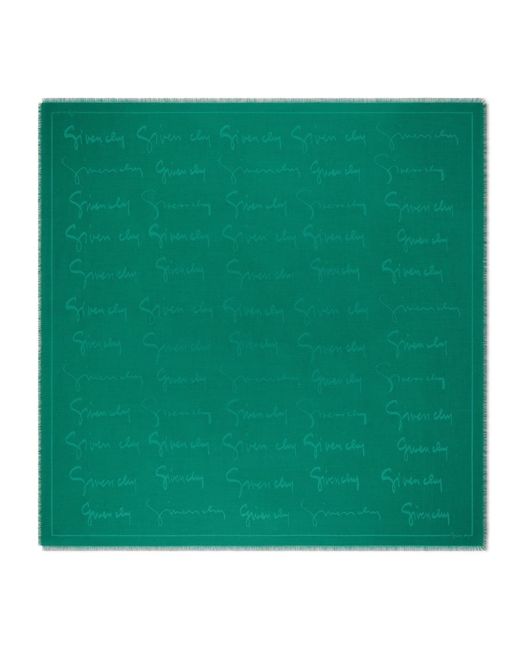 Givenchy Green Silk-Wool Signature Shawl
