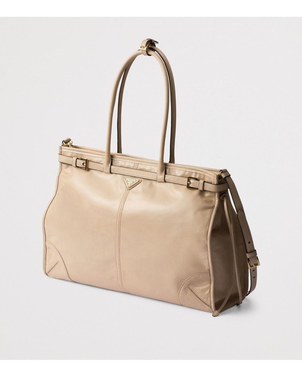 Prada Natural Extra Large Leather Bonnie Shoulder Bag