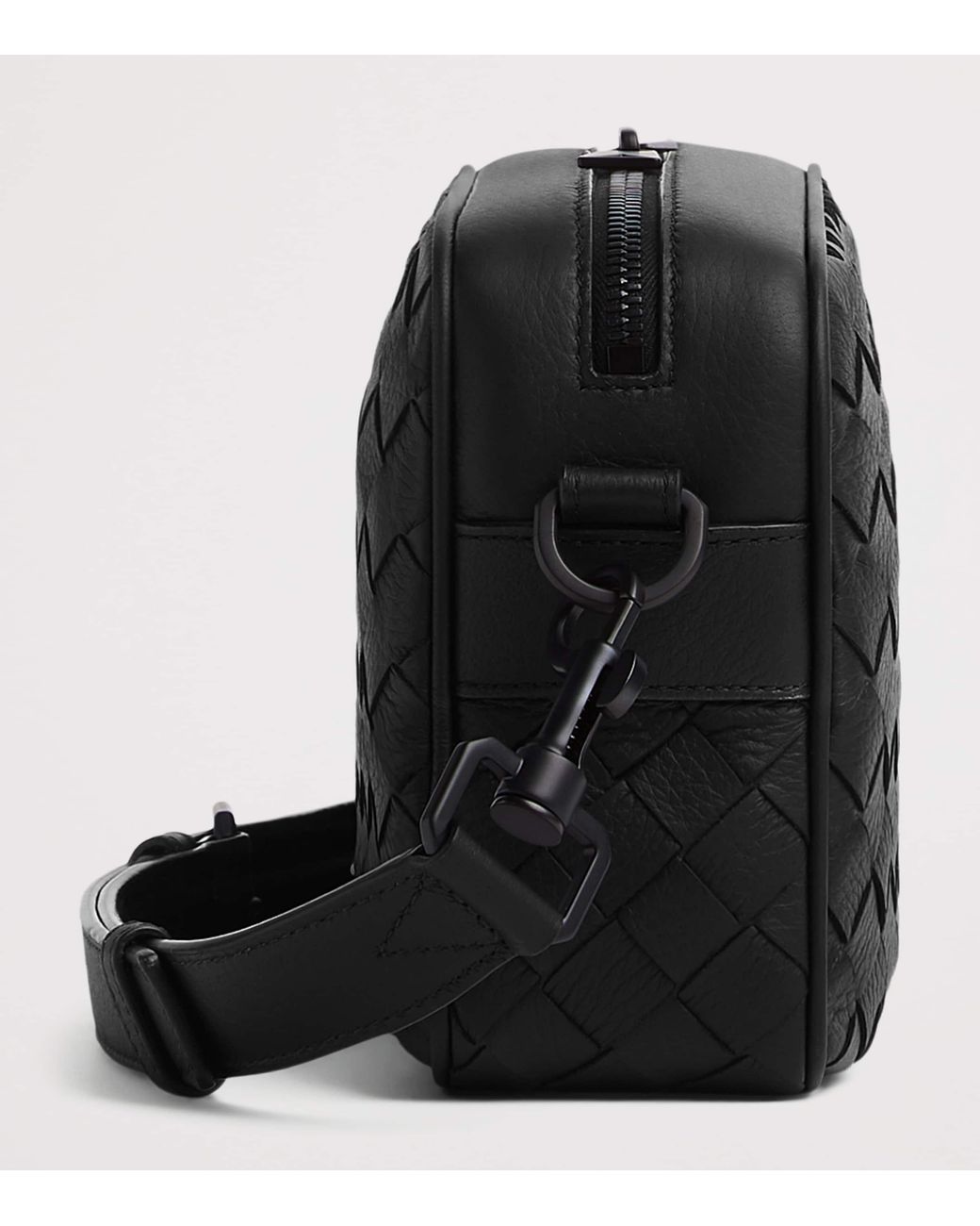 Bottega Veneta Black Small Leather Intrecciato Camera Bag for men