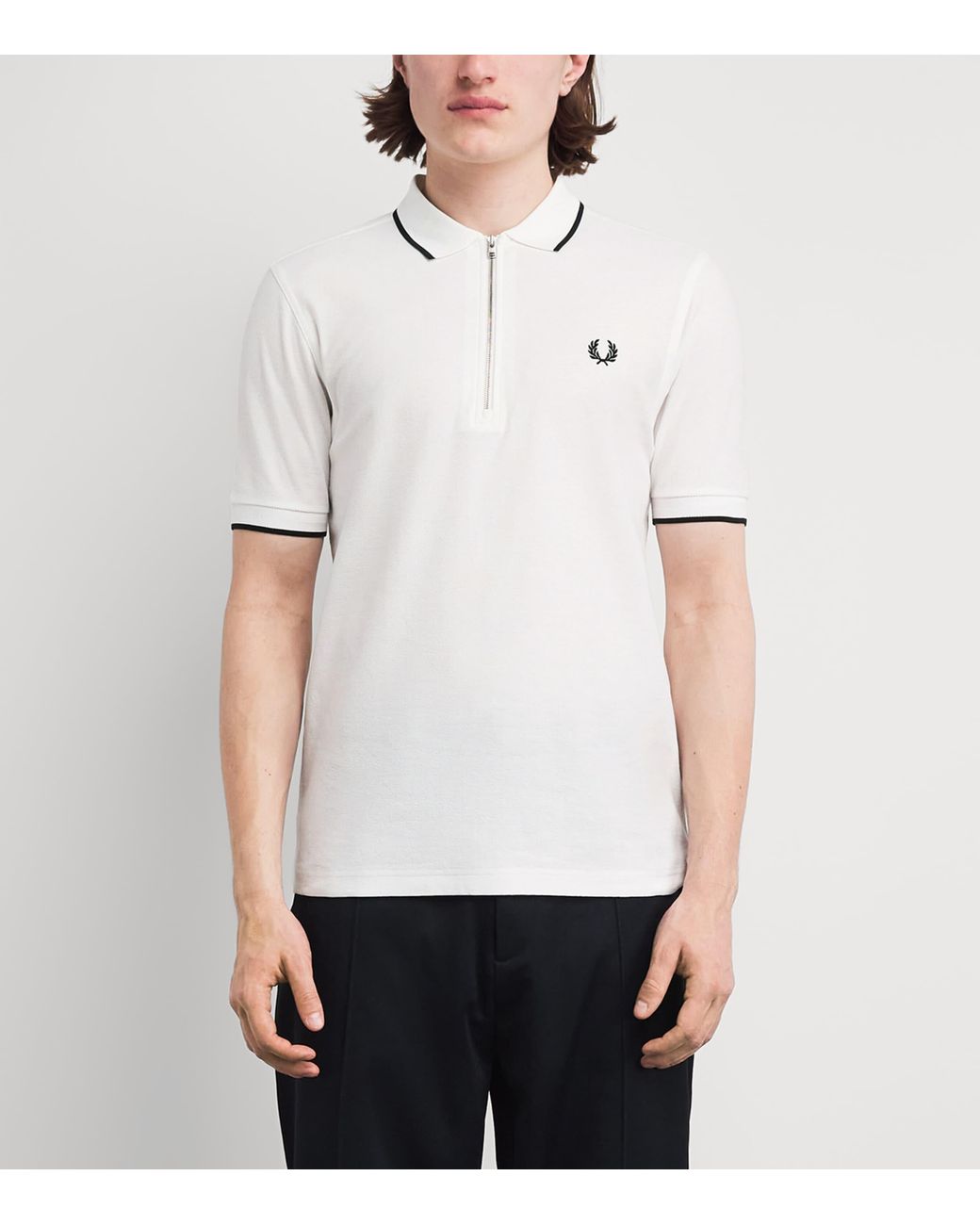 Fred Perry White Cotton Crepe Piqué Polo Shirt for men