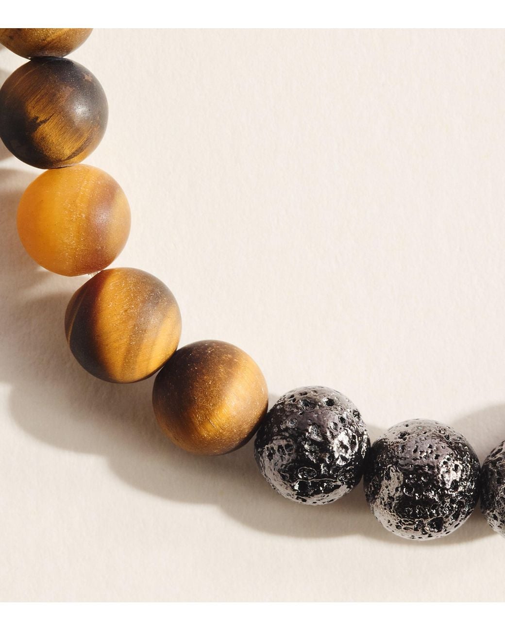 Tateossian Natural Tigers Eye Beaded Bracelet for men