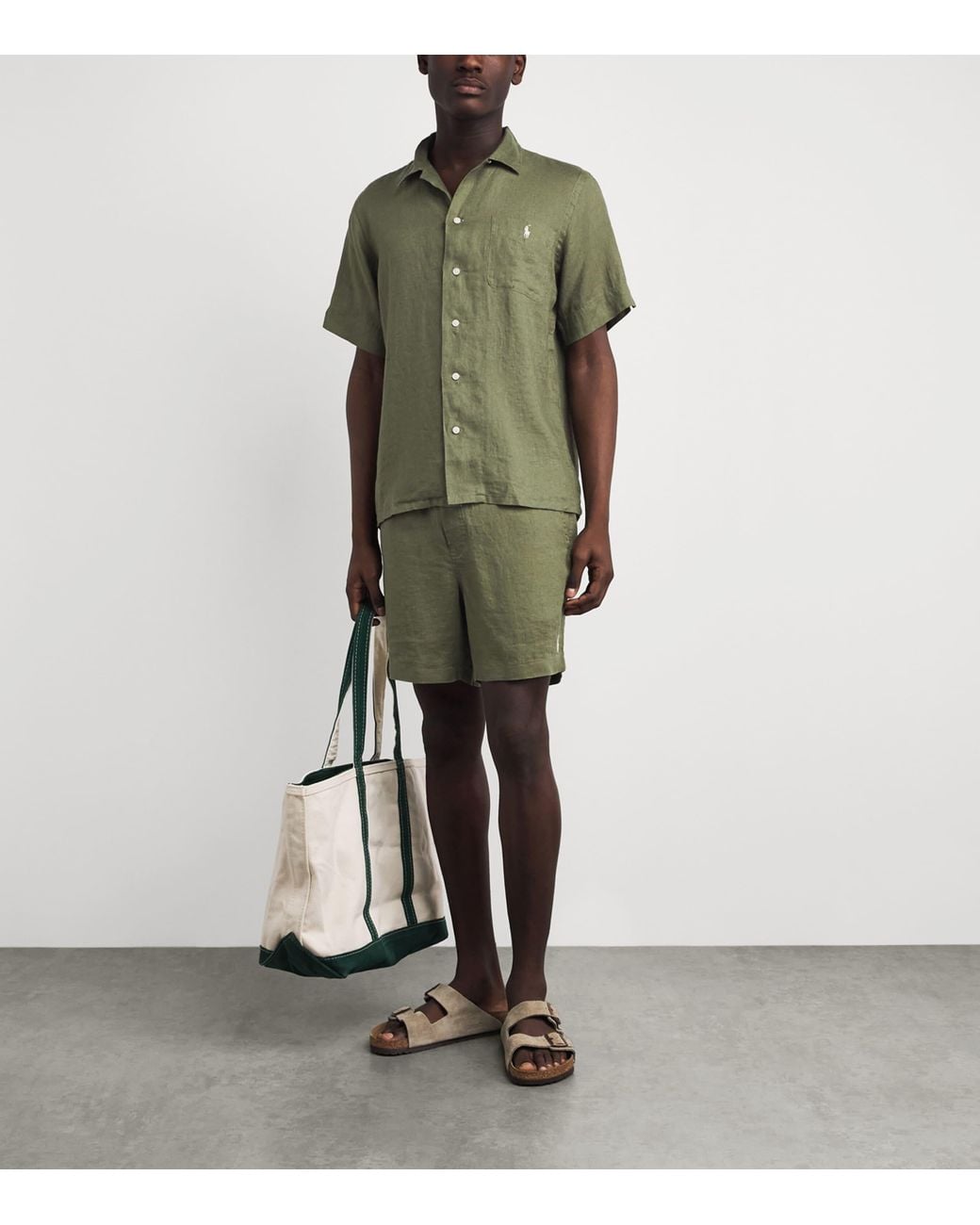 Polo Ralph Lauren Green Linen Short-Sleeve Classic-Fit Shirt for men