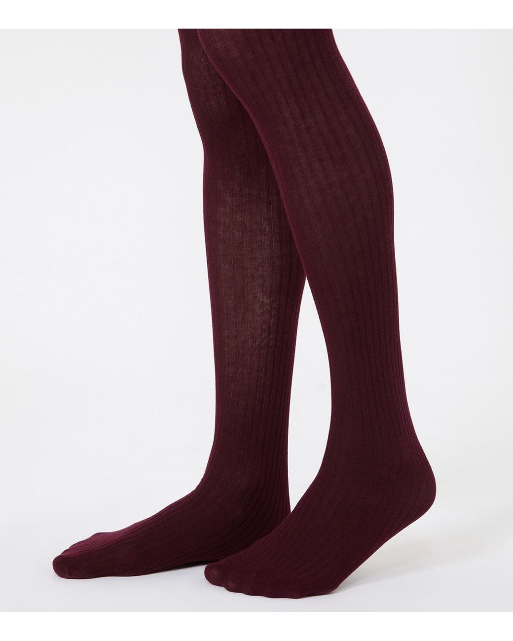 Max Mara Purple Stretch-Cotton Rib-Knit Tights