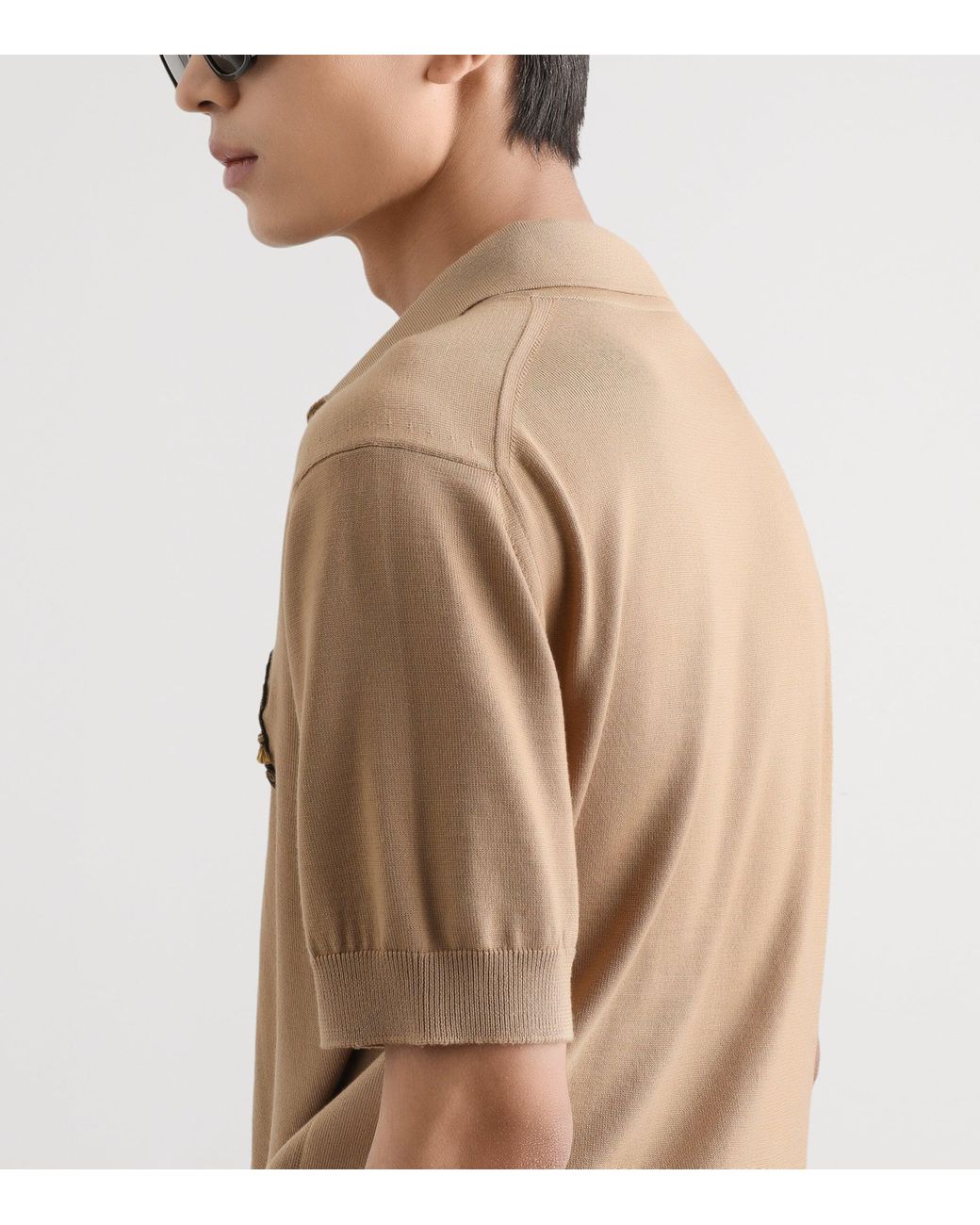 Dolce & Gabbana Natural Virgin Wool Crest Polo Shirt for men