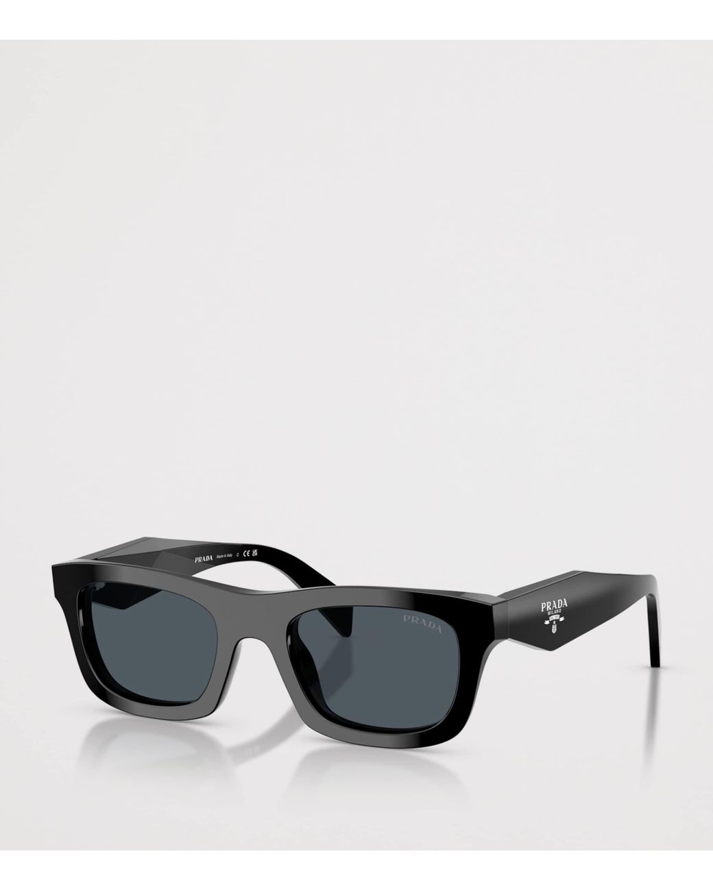 Prada Black Acetate Rectangular Sunglasses