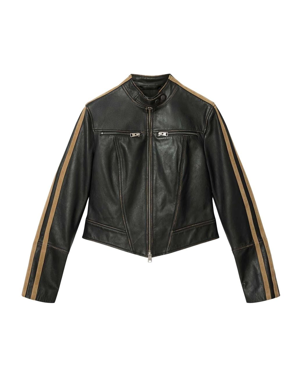 AllSaints Black Tiggy Biker Leather Jacket