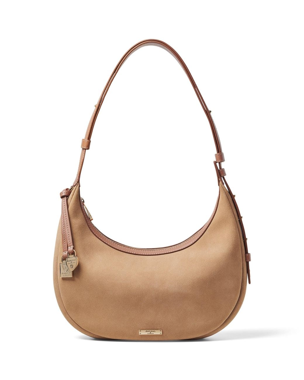 Aspinal Natural Small Leather Soho Crescent Shoulder Bag