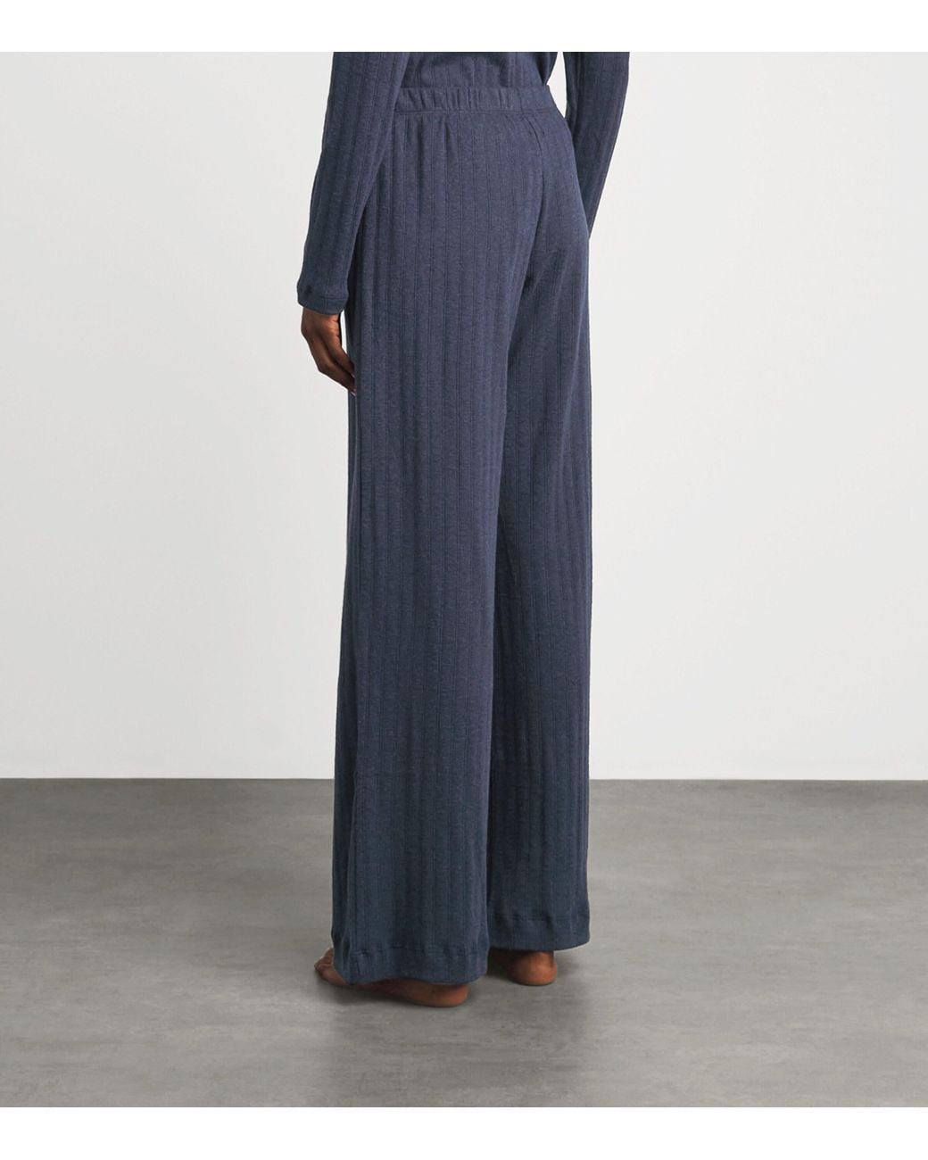 Leset Blue Cotton Pointelle Lounge Trousers