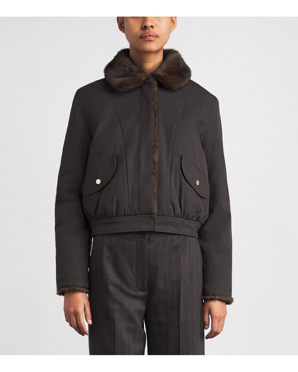 Claudie Pierlot Black Faux Shearling Reversible Parka