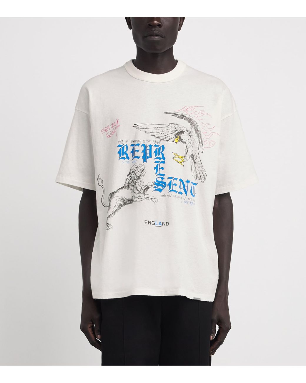 Represent White Organic Cotton-Hemp Printed T-Shirt for men