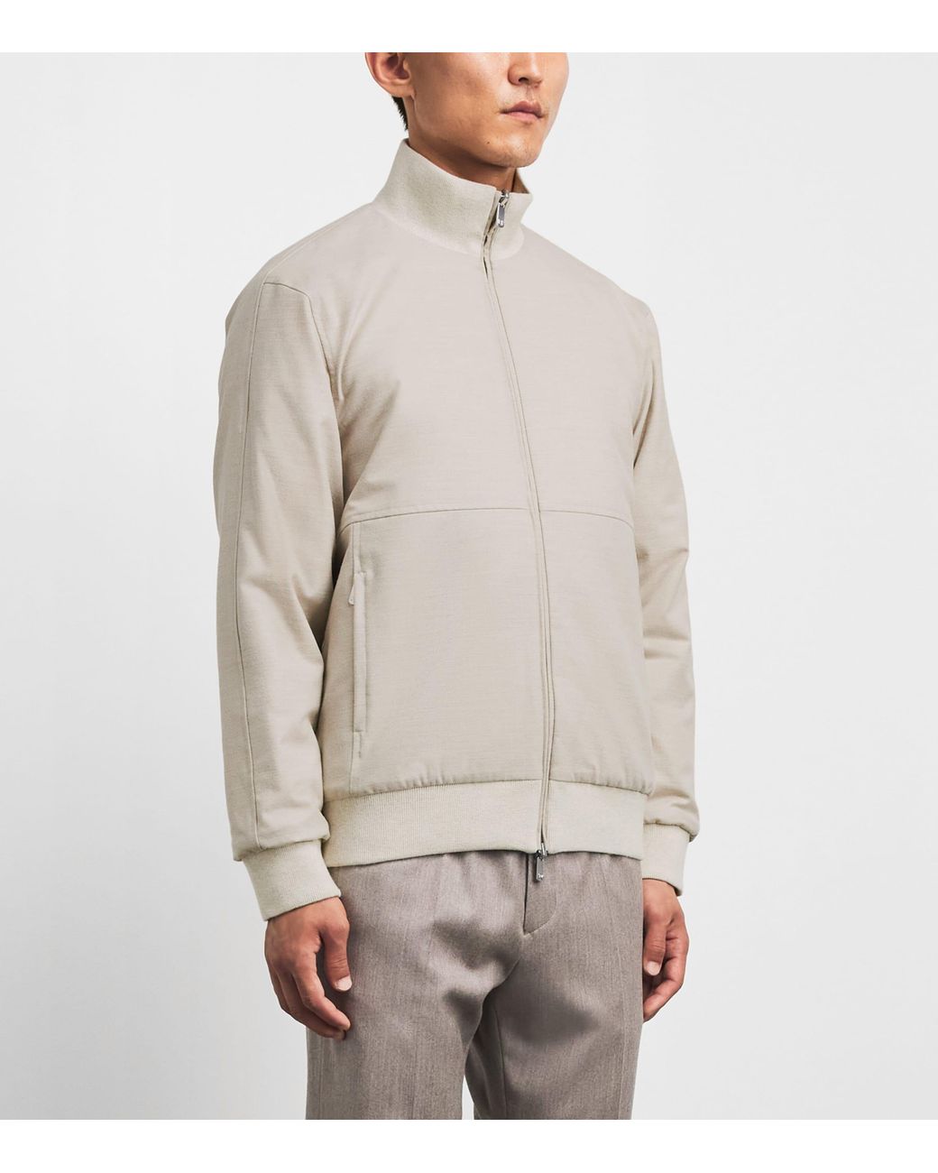 Marco Pescarolo White Cashmere-Blend Reversible Bomber Jacket for men