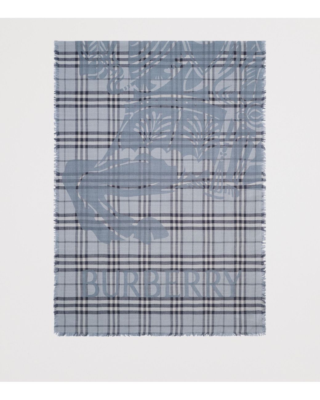Burberry Blue Wool-Silk Knight Check Scarf