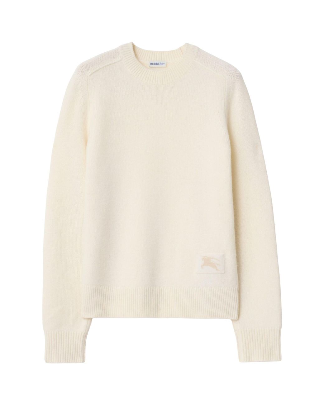 Burberry White Cashmere Ekd-Embroidered Sweater