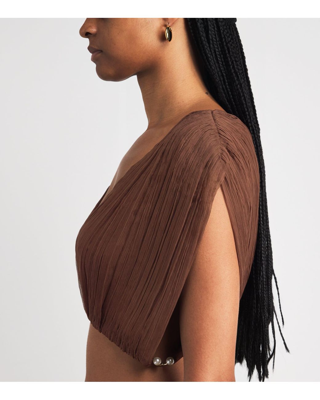 Moré Noir Brown Silk Chiffon Izzi Crop Top