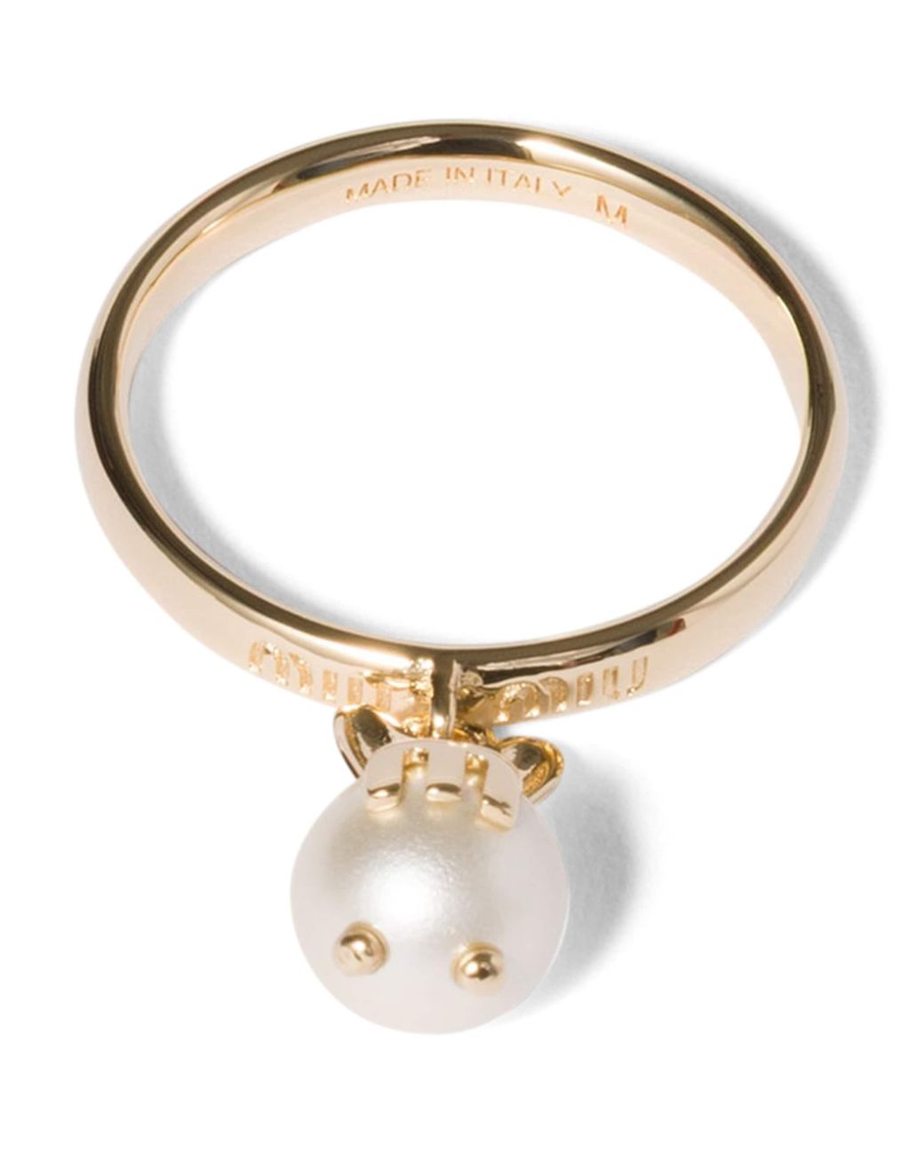 Miu Miu Metallic Pearlised Bunny Pendant Ring