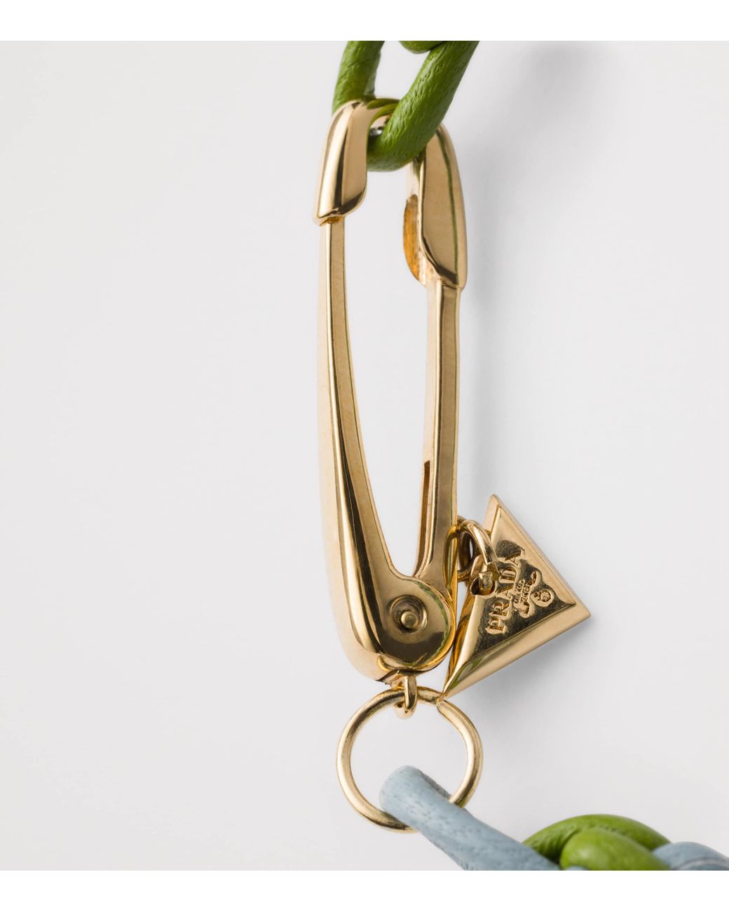 Prada Green Leather Braided Bracelet