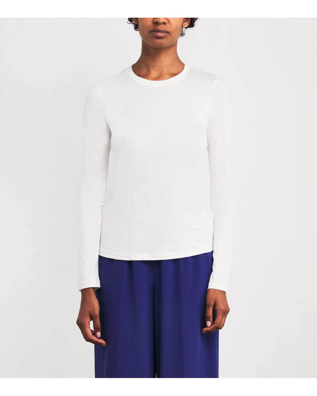 Joseph White Cotton-Silk Long-Sleeve T-Shirt