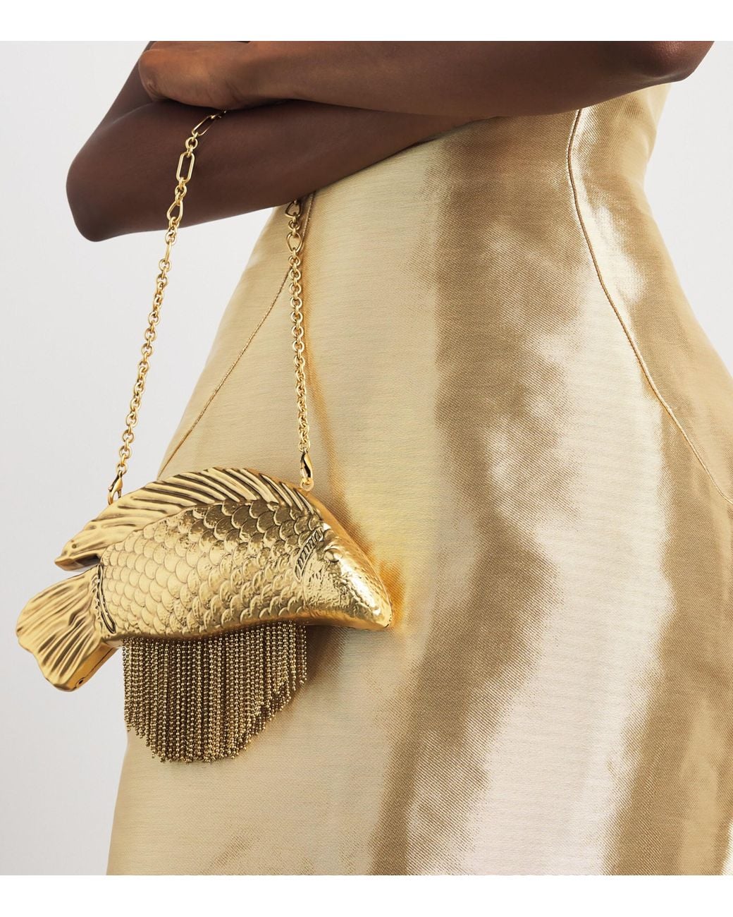 Cult Gaia Metallic Mini Brass Neemo Clutch Bag