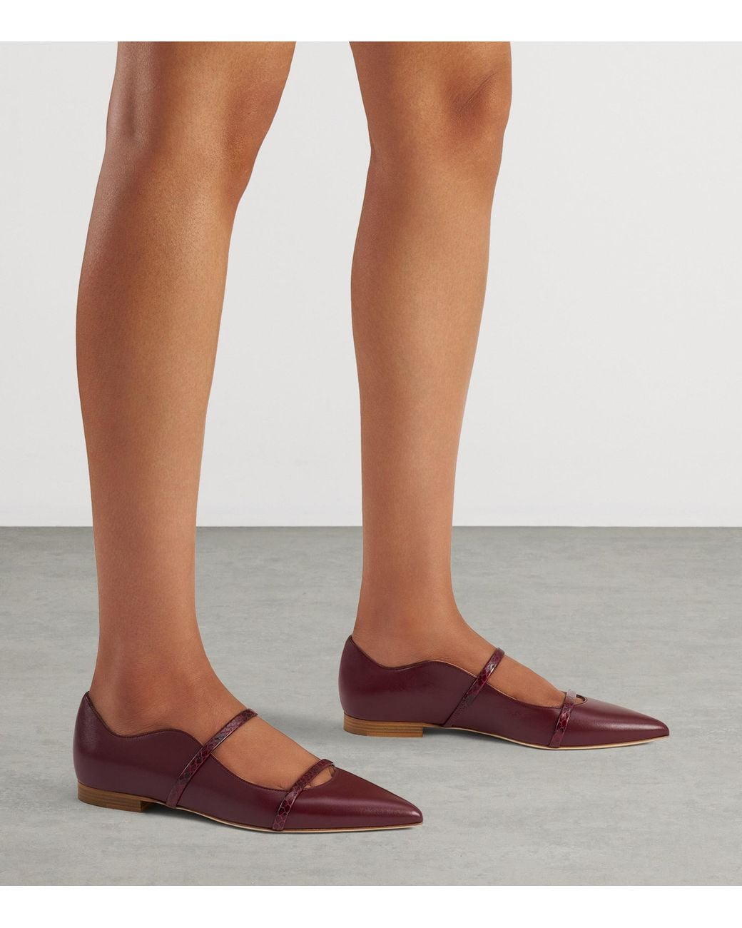 Malone Souliers Red Leather-Snake Skin Maureen Ballet Flats