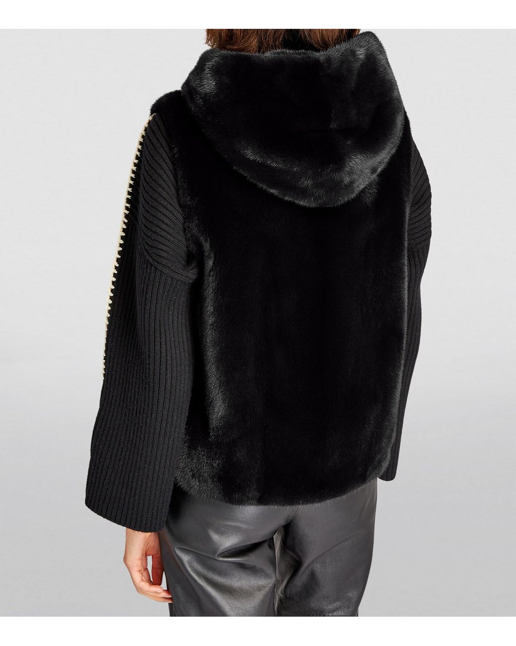 Yves Salomon Black Mink Hooded Gilet