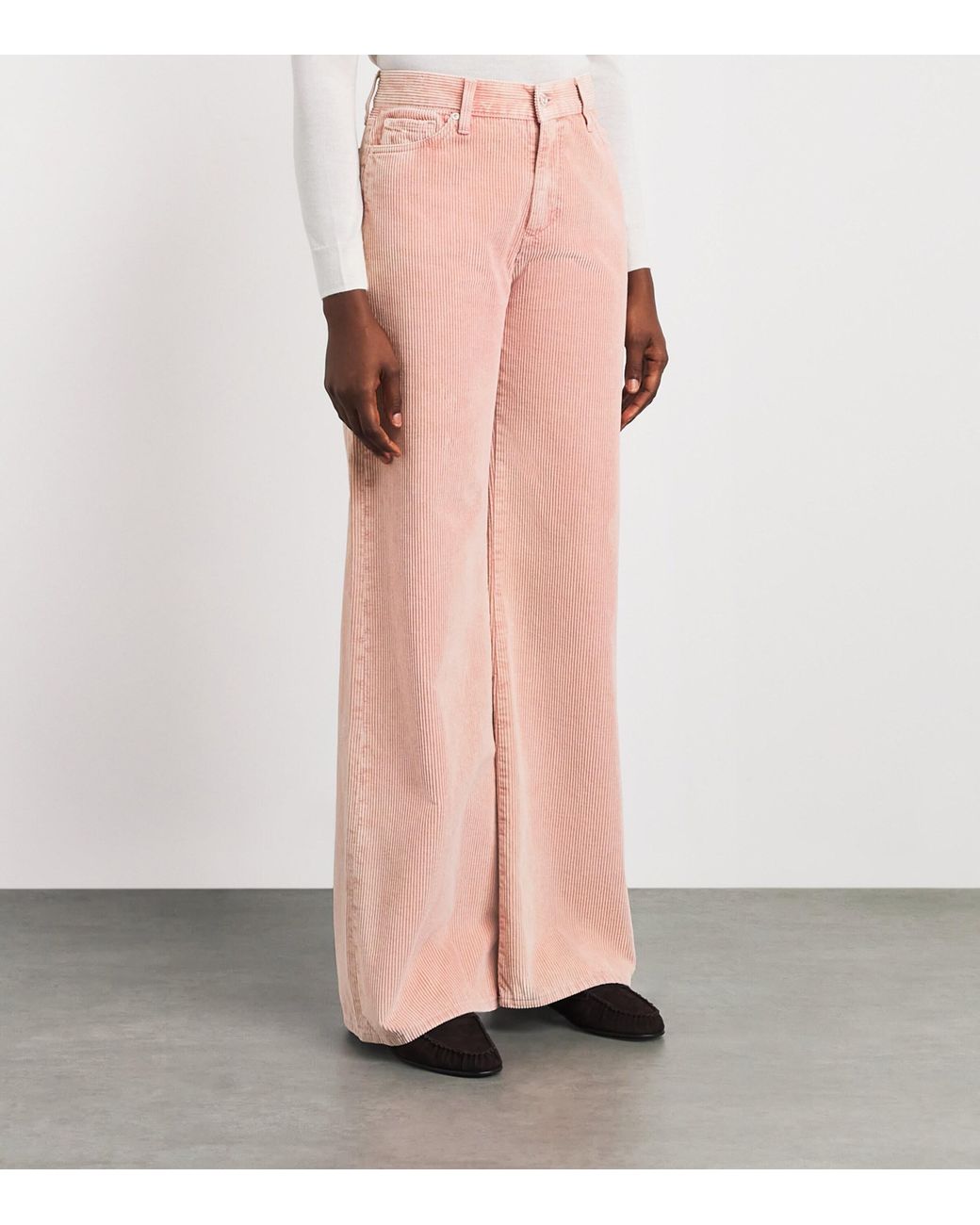 7 For All Mankind Pink Corduroy Lotta Wide-Leg Trousers