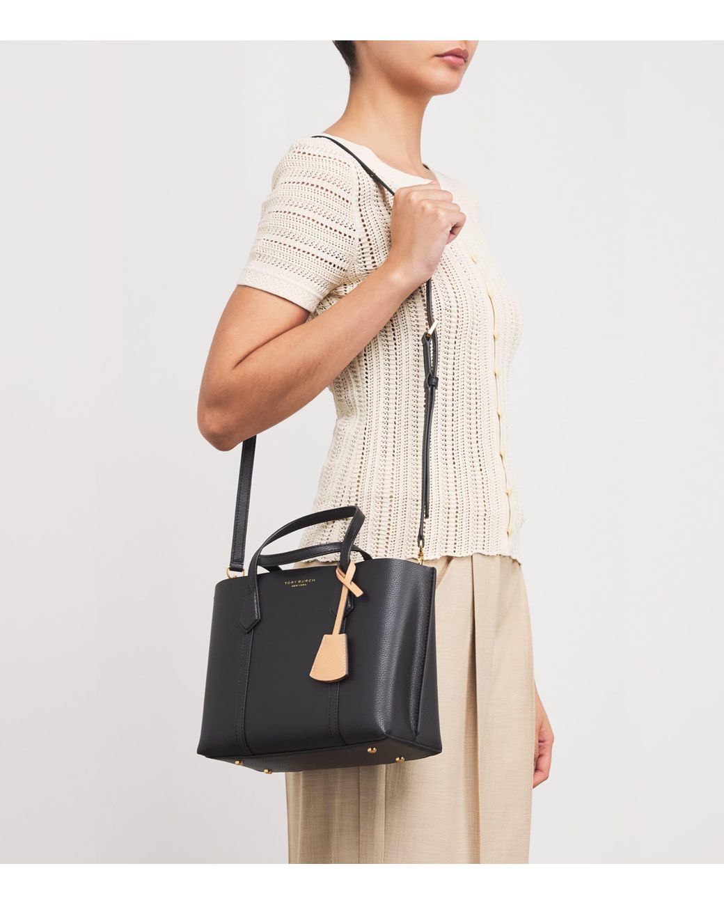Tory Burch Black Small Leather Perry Cross-Body Bag
