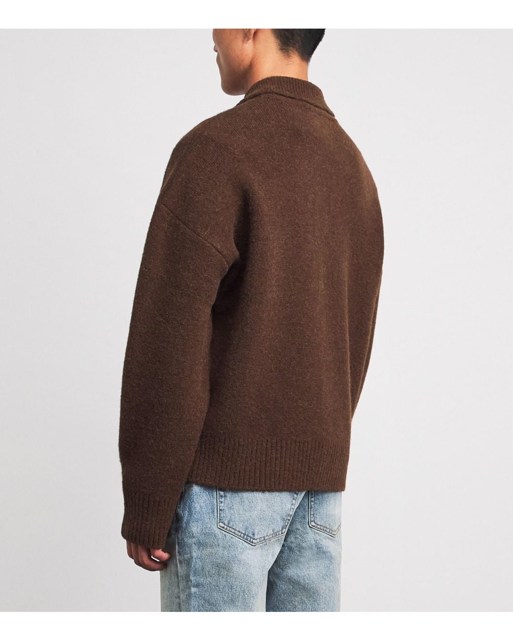 AMI Brown Ami De Coeur Polo Sweater for men