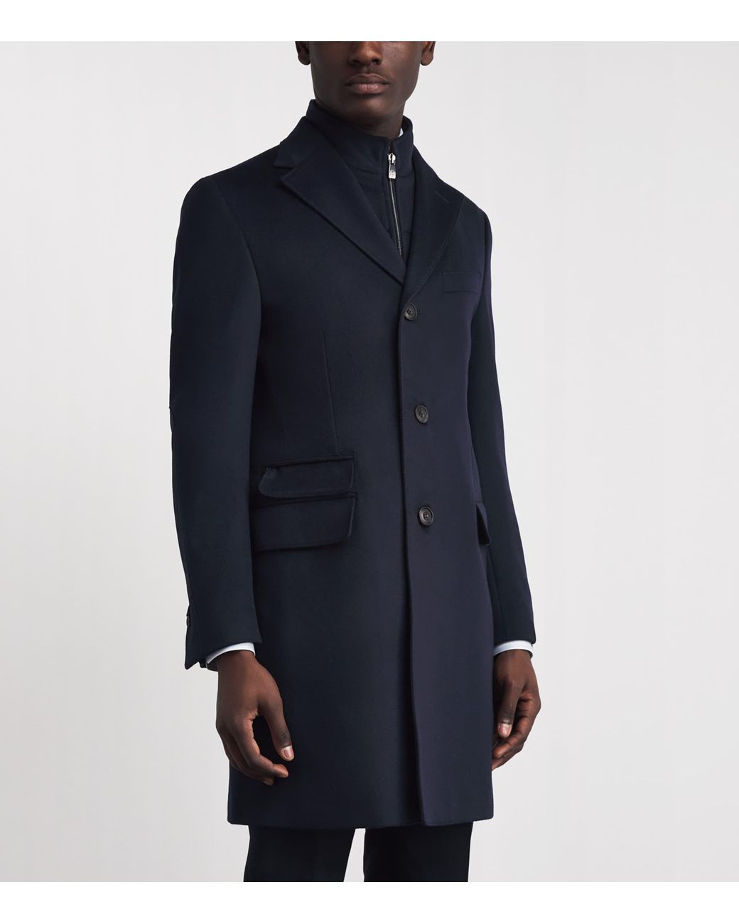 Corneliani Blue Virgin Wool Overcoat for men