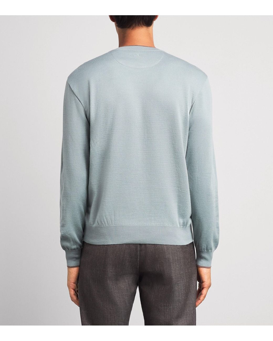 Paul & Shark Blue Virgin Wool-Silk Crew-Neck Sweater for men