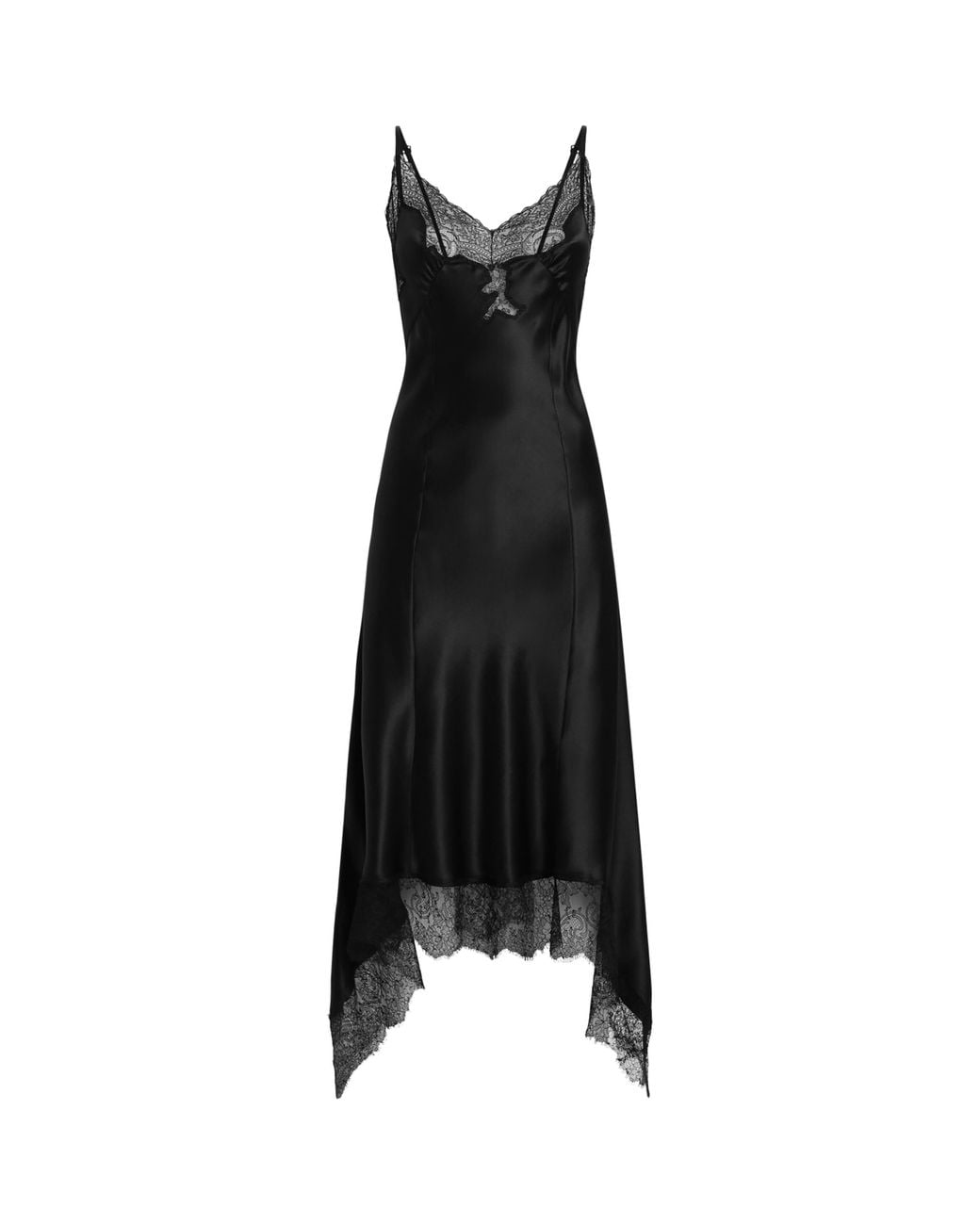 Dolce & Gabbana Black Silk Lace-Insert Slip Dress