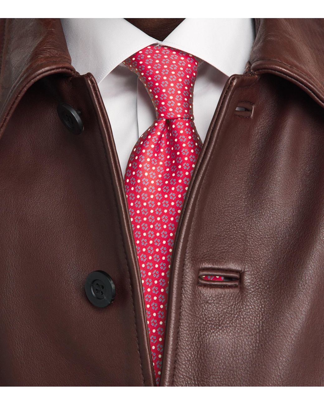 E.MARINELLA Pink Silk Geometric Tie for men