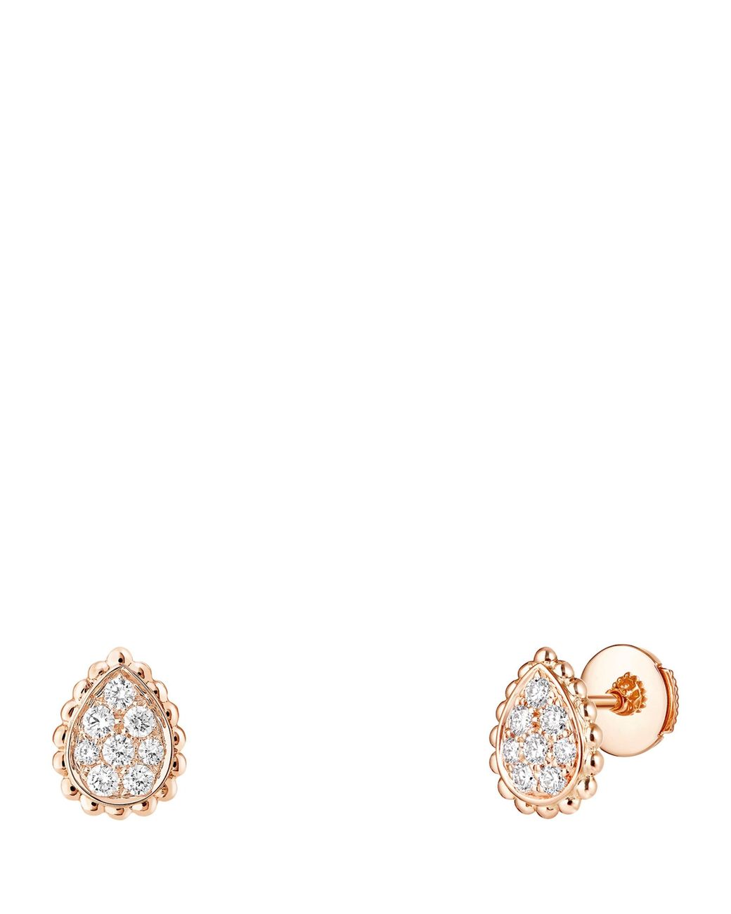Boucheron White Extra Small Rose And Diamond Serpent Bohème Motif Earrings