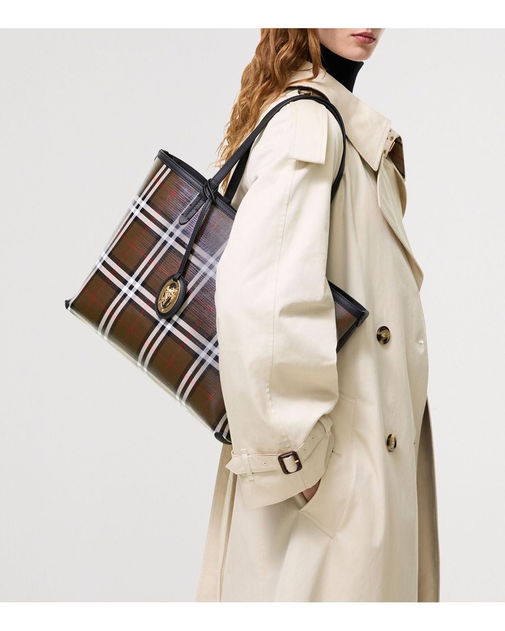 Burberry Black Small Check Tote Bag