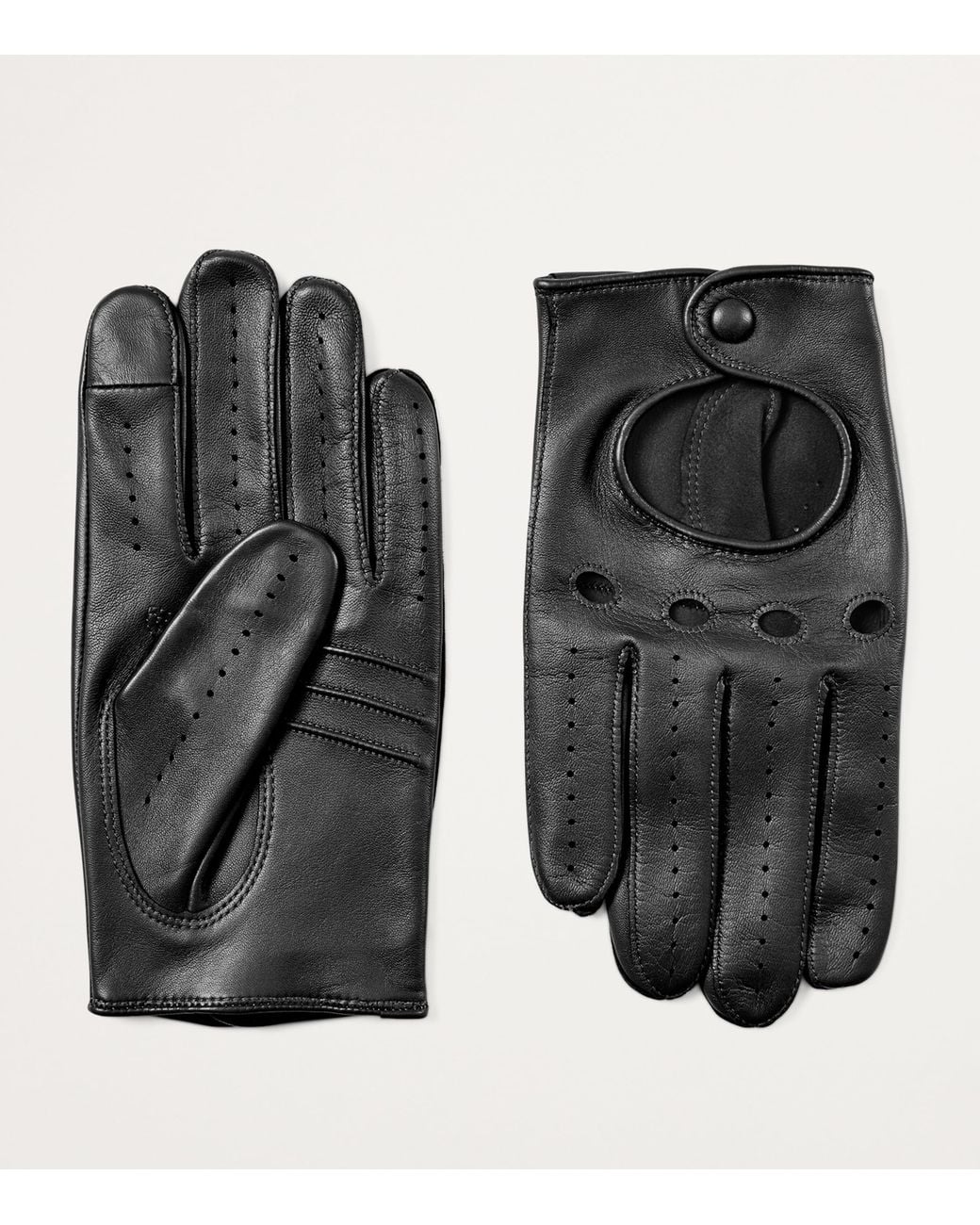 Aspinal Black Nappa Leather Driving Gloves for men