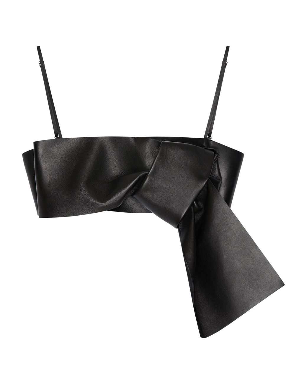Givenchy Black Leather Bow Bra Crop Top