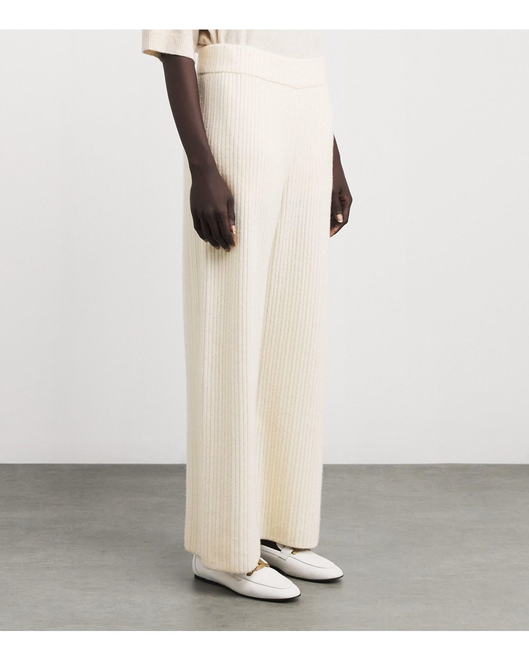Lafayette 148 New York White Cashmere Ribbed Trousers