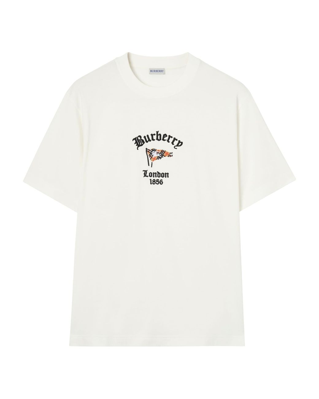 Burberry White Cotton Check Flag T-Shirt for men