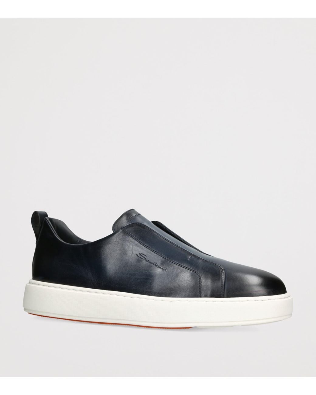 Santoni Blue Leather Clean Icon Sneakers for men