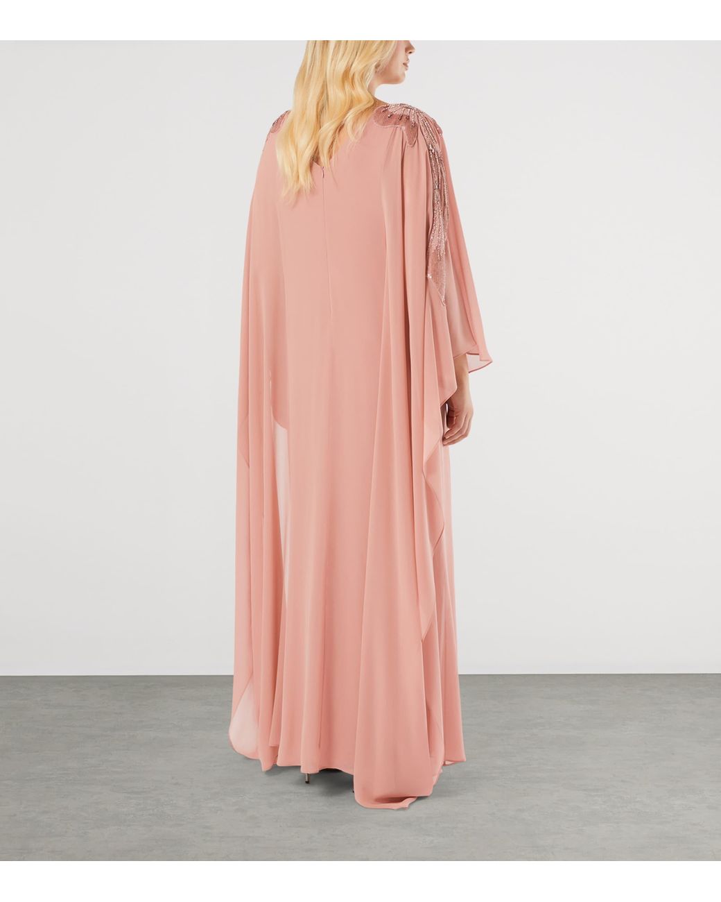 Marina Rinaldi Pink Embellished Caped Gown