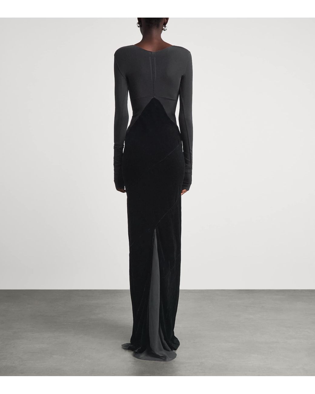 Rick Owens Black Contrast Abito Gown