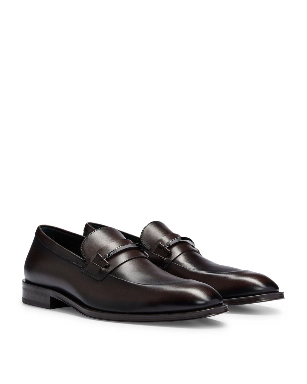 Boss Black Leather Loafers for men