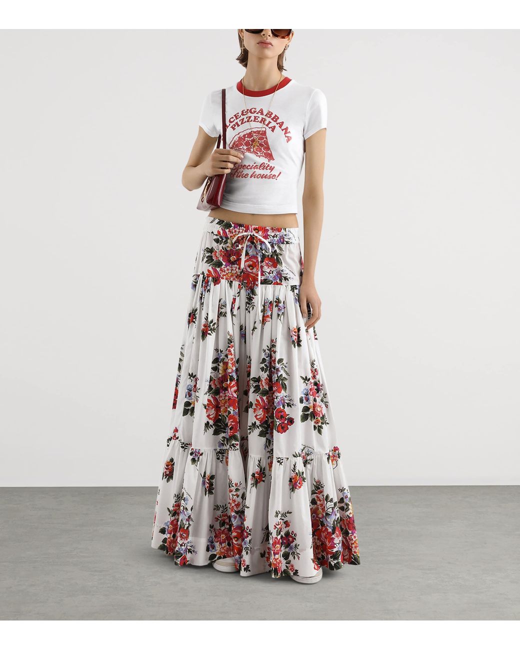 Dolce & Gabbana White Cropped Graphic T-Shirt