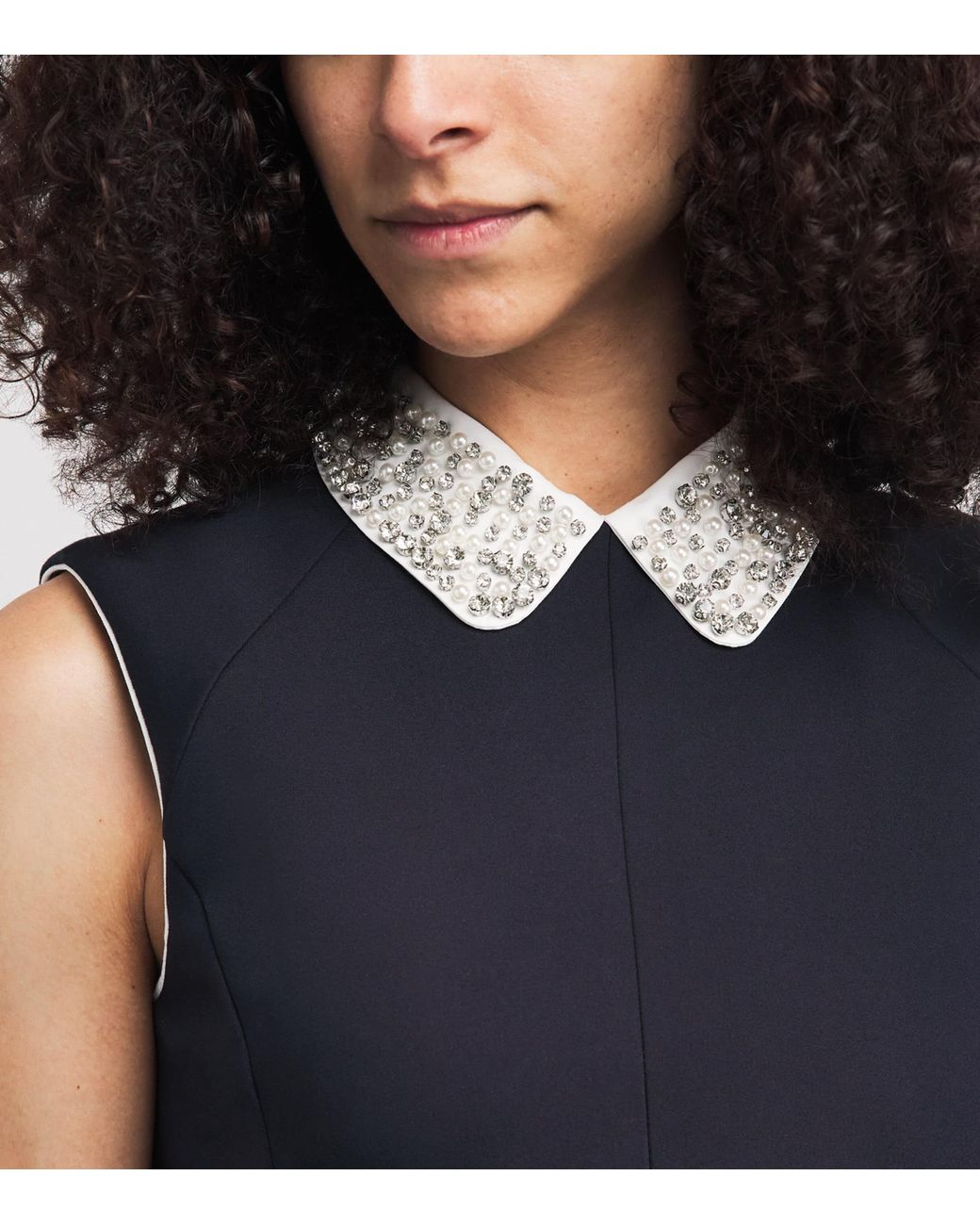 Maje Blue Embellished Collar Mini Dress